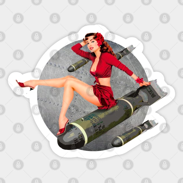 Pin up Girl Bombs Away WWII Poster Vintage Pin Up Girl Sticker